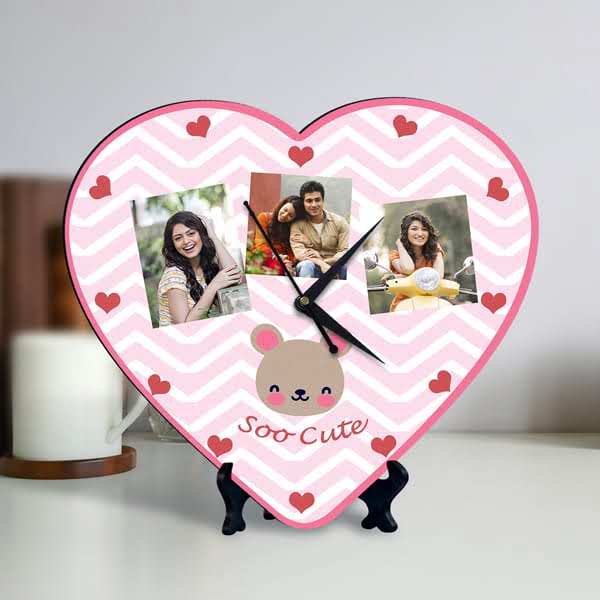 Personalized Heart Shape Photo Clock