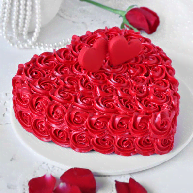Valentine Rose Heart Chocolate Cake