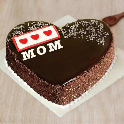 Heart Shape Chocolate Cake For Mom