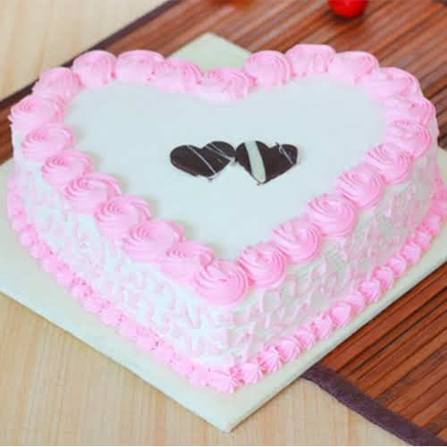 Strawberry Swirls Heart Shape Cake