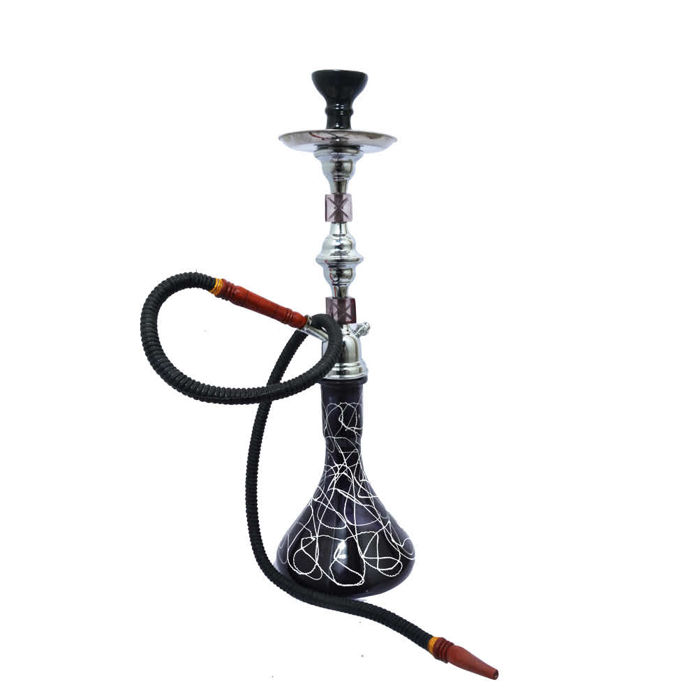 Black Glass Metal Hookah Big
