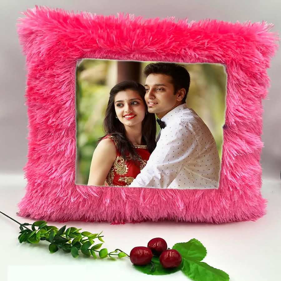 Fur pink pillow online