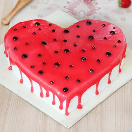 Strawberry Jelly Heart Shape Cake