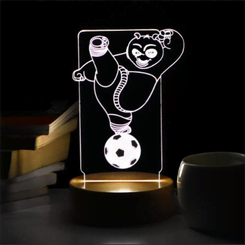 PANDA WITH FOOT BALL 3D LED Acrylic Lamp