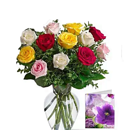 Mix Roses with Greeting Card