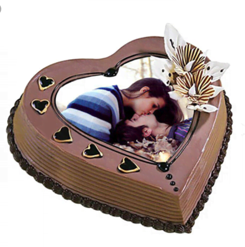 Heart Shape Coffee Photo Cake