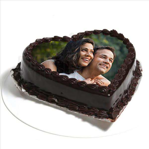 Heart Shape Chocolate Photo Cake