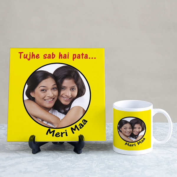 Meri Maa Personalised Tile and Mug