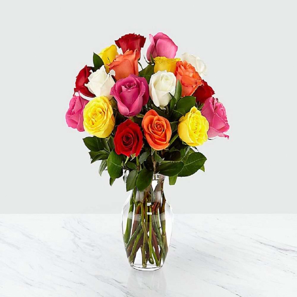 Mix Roses With Vase
