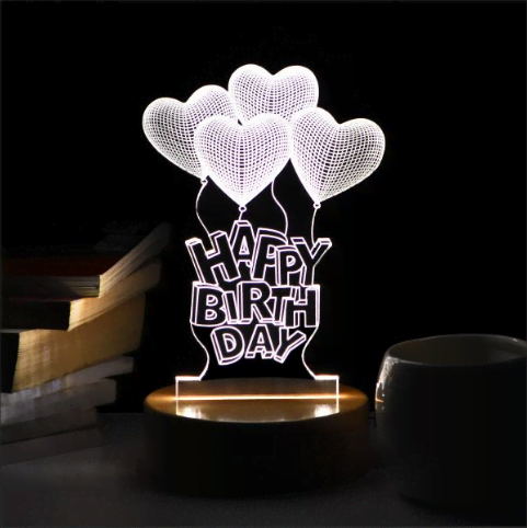 HEART HAPPY BIRTHDAY 3D LED Acrylic Lamp