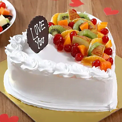 Heart Shape Vanilla Fruit Cake