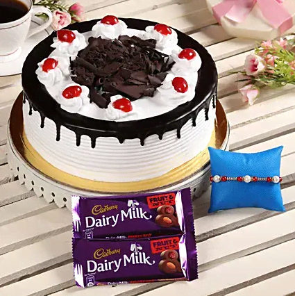 Black Forest Cake, Rakhi n Chocolate Combo