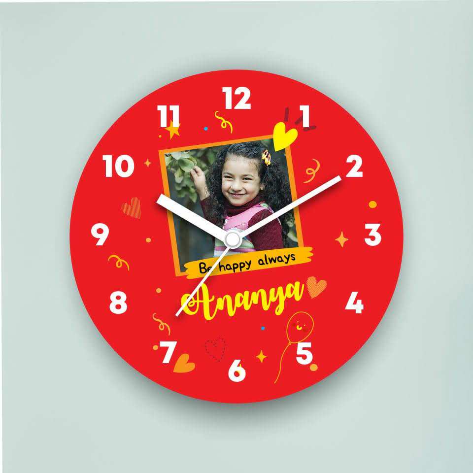 Red Personalized Wall Clock