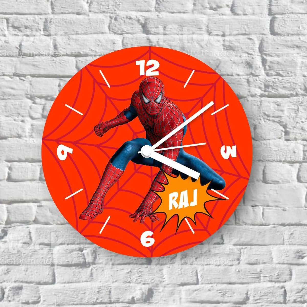 Spiderman Theme Persionalised Name Wall Clock