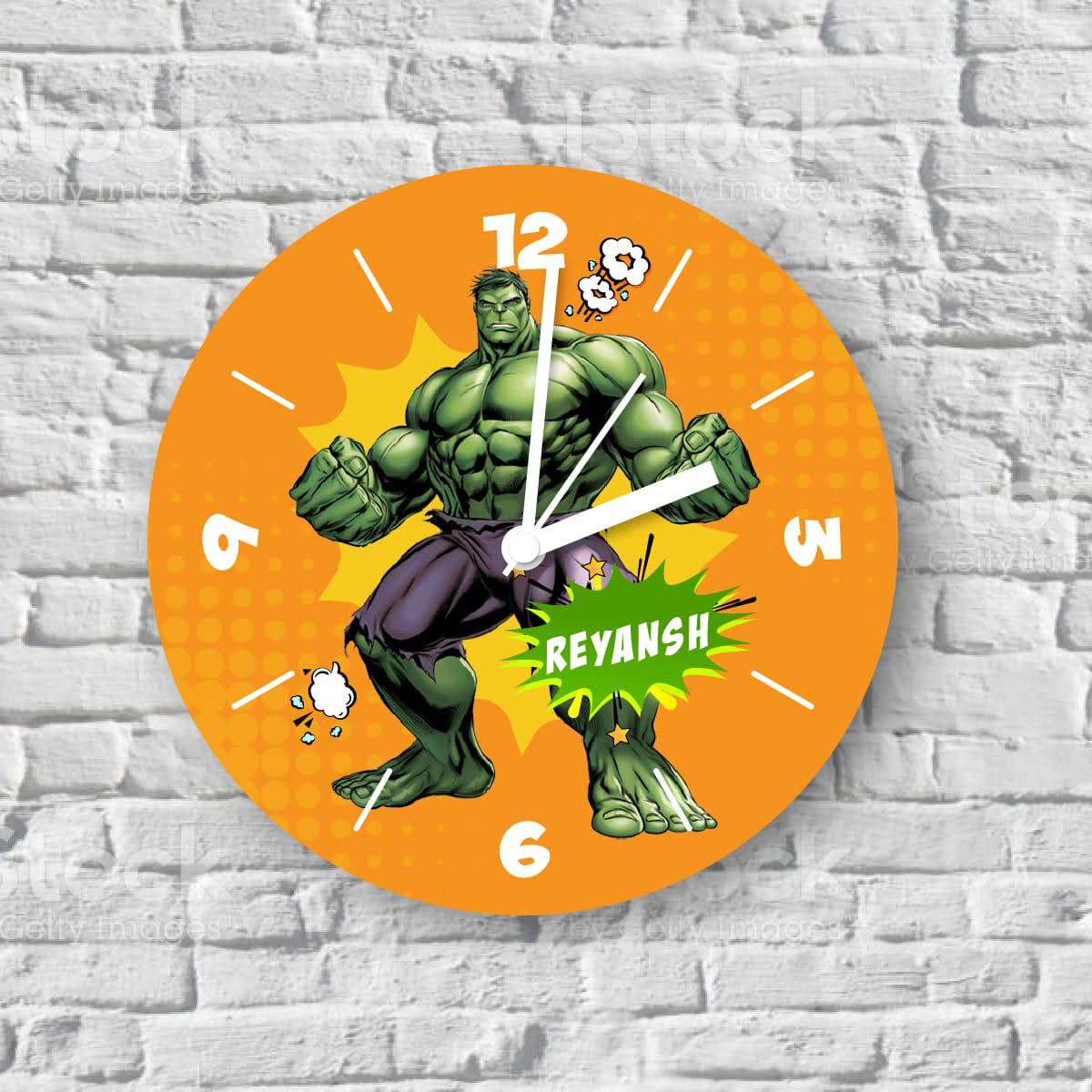 Hulk Theme Persionalised Name Wall Clock