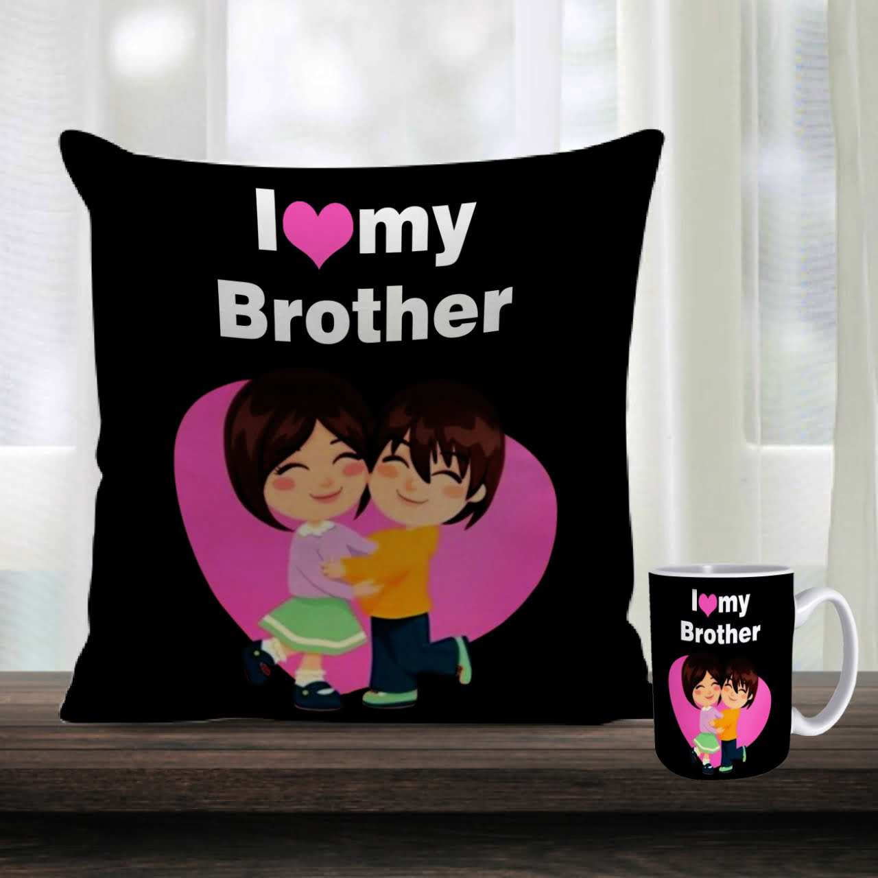 I Love My Brother Cushion Mug Combo