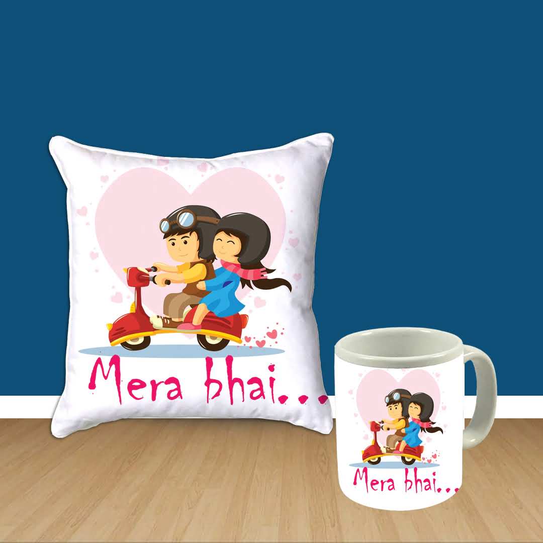 Mera Bhai Cushion Mug Combo