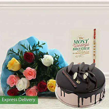 Rakhi Cake n Flower Combo