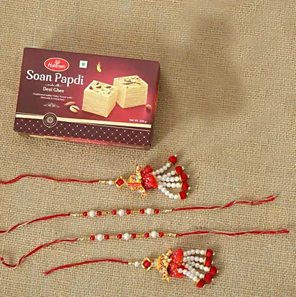 Rakhis With Soan Papdi Combo