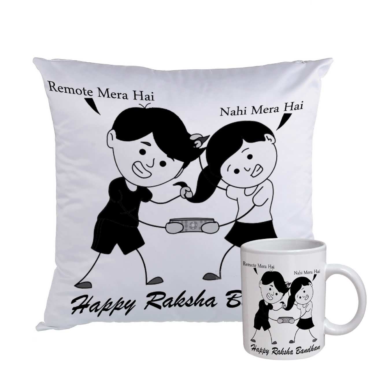 Remote Mera Hai Cushion Mug Combo