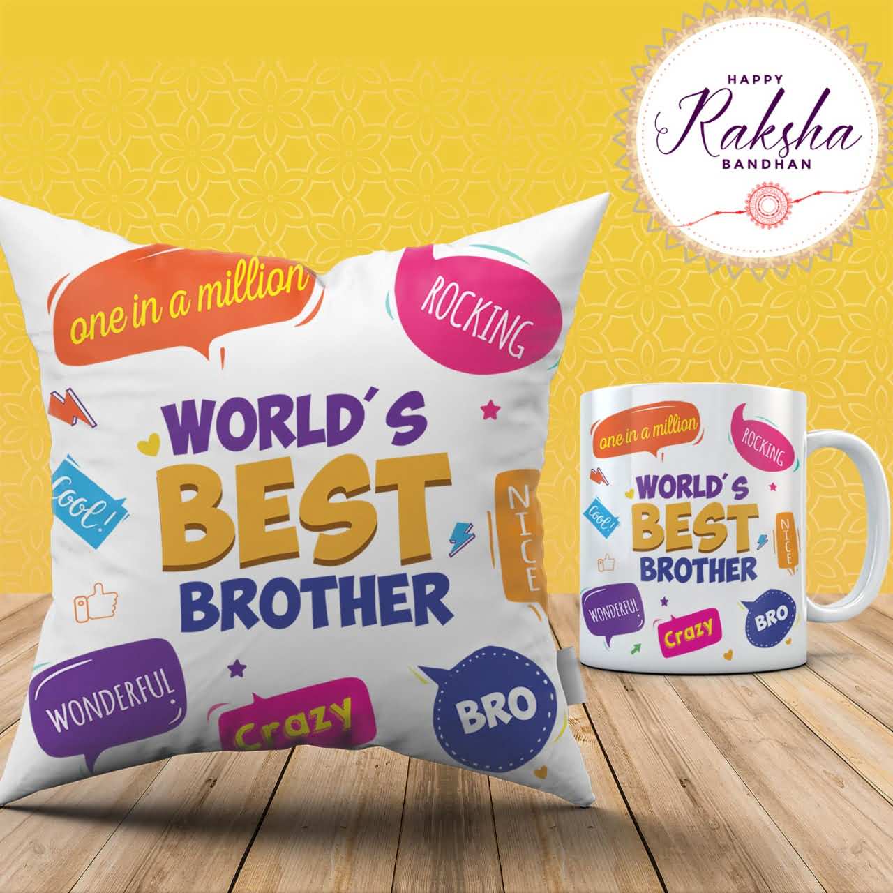 Worlds Best Bro Cushion Mug Combo