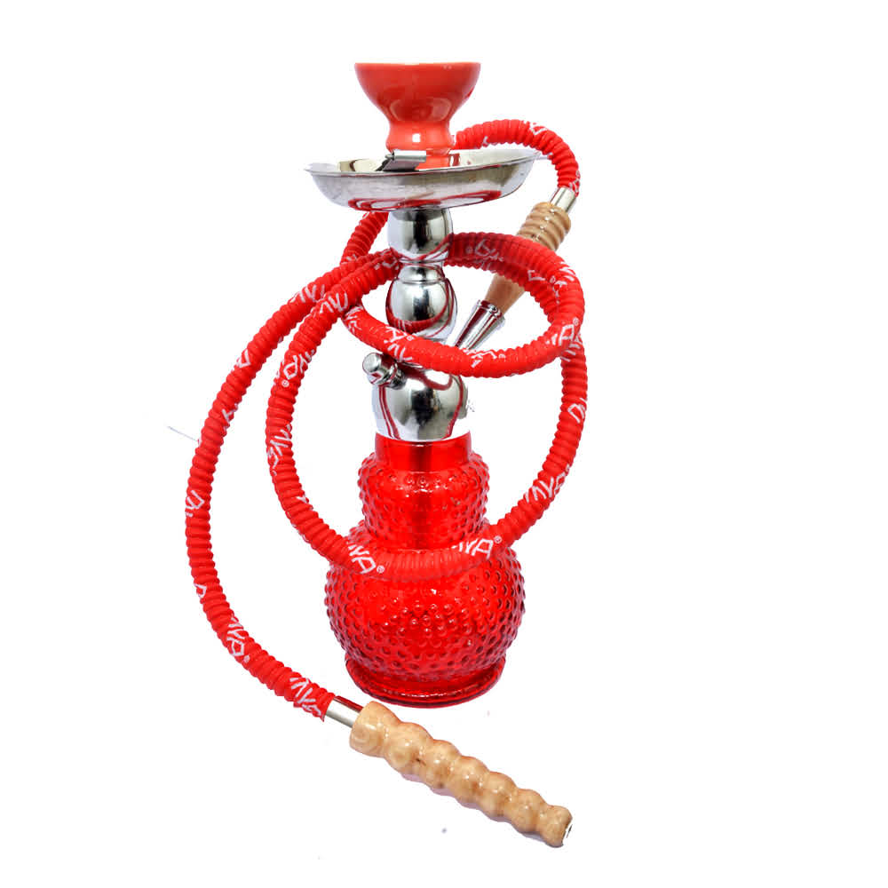 Red Glass Metal Hookah Small