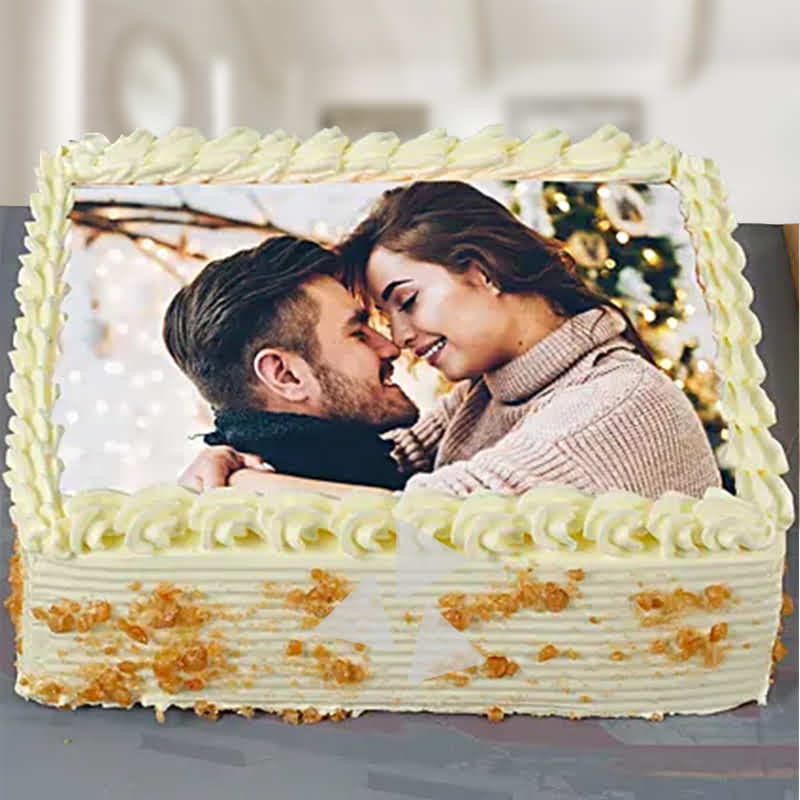 Square Shape Butterscotch Photo Cake