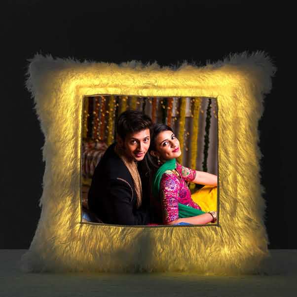 Personalised LED Fur Cushion