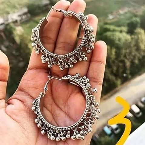 Buy I Jewels Silver Plated Oxidised Ghungroo Hoop Earrings - Earrings for  Women 24915260 | Myntra
