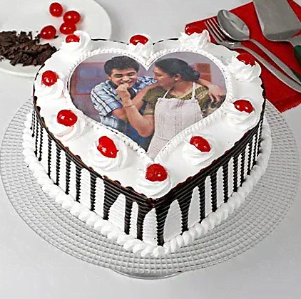 Heart Shape Black Forest Photo Cake