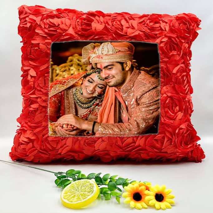 Square Shape Petal Rose Personalized Cushion