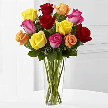 Vase of 12 Mix Roses