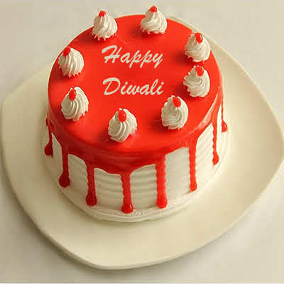 Happy Diwali Strawberry Cake